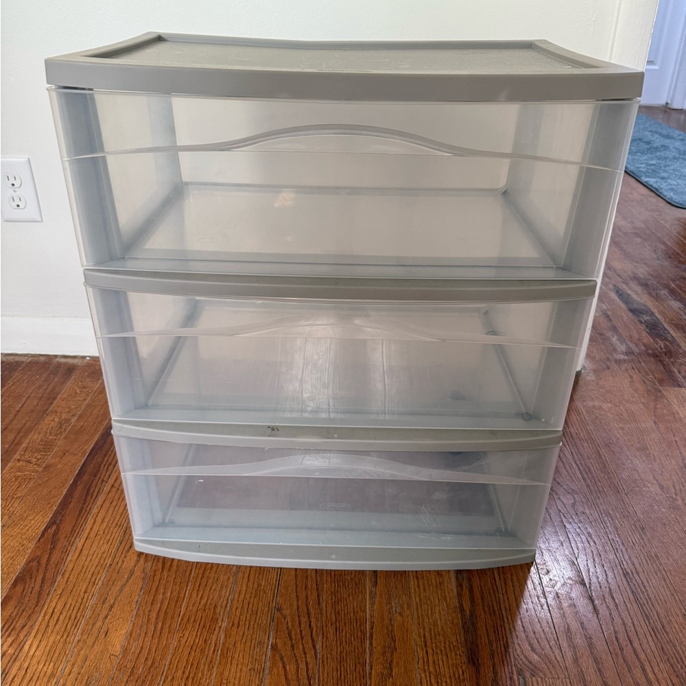 Translucent Gray 3-Drawer Storage Unit